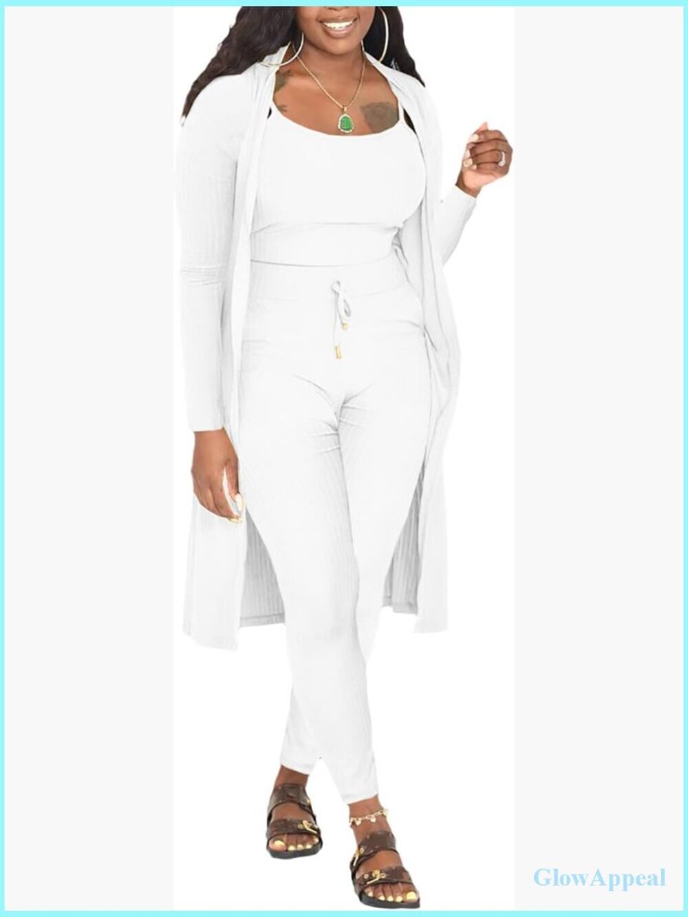3 Piece Lounge Set Cardigan Crop Top Bodycon Shorts